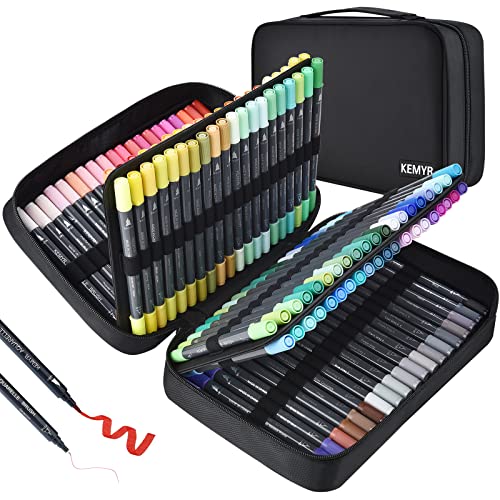 YYWANGART Dual Brush Marker Pens, 72 Colors Art Markers Set with Fine Tip  and Brush Tip for Kids Adult Coloring Book Bullet Journaling Note Taking