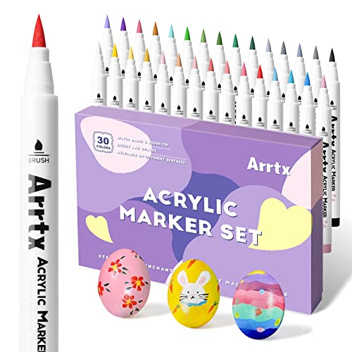 Arrtx 36 Colors Acrylic Marker for Rock Painting, Extra Brush Tip Paint  Markers, Art Supplies, Fabric Paint, Fabric Markers, Paint Pen, Art  Markers