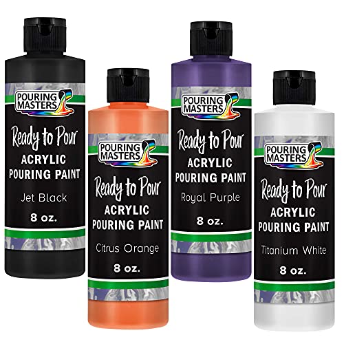  POURING MASTERS Jet Black Acrylic Ready to Pour Pouring Paint -  Premium 32-Ounce Pre-Mixed Water-Based - for Canvas, Wood, Paper, Crafts,  Tile, Rocks and More