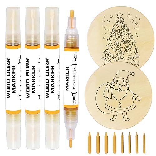  FUMILE Wood Burning Pen Set, 12PCS with 6PCS Scorch Pen Marker  and Equipped with 6PCS Replacement Cores for DIY Wood Painting,Suitable for  Artists and Beginners in DIY Wood Projects. 