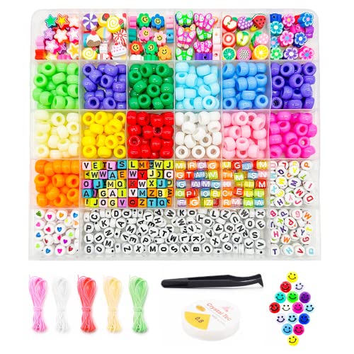 DULEFUN Colorful Beads Bracelet Making Kit with Pony Beads Pearl Beads Star  Heart Beads for Friendship Bracelets and Jewelry Making, Acrylic Plastic