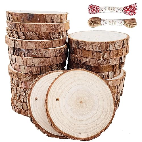 Natural Wood Slices 4 Pcs 5-6 Inches Diameter x 3/5 Thick Big Size Craft  Wood Unfinished Wooden Circles Great for DIY Arts and Crafts Christmas