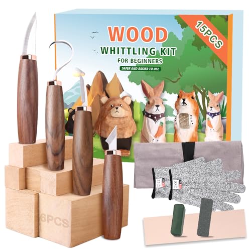 Wood Carving Tools Set, Wood Whittling Kit for Beginners Kids and Adults -  Wood Carving Kit with Detail Wood Carving Knife, Whittling Knife, Wood