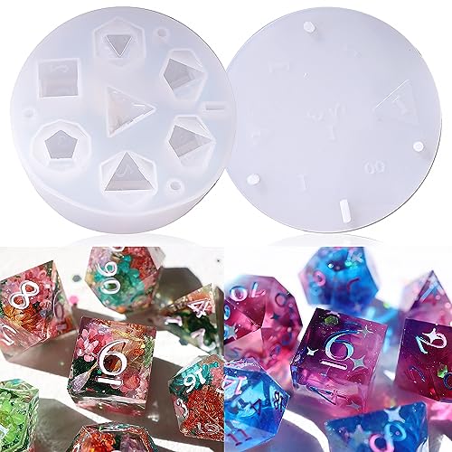 LET'S RESIN Dice Molds, Resin Dice Mold Set with Letter Number,Polyhedral  Dice Molds for Resin Casting,3D Silicone Mold Kit for DIY Personalized  Dices