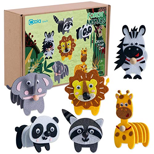 Needle Felting Beginner kit - Wool for Felting Cute Animals Kit Instruction  Arts and Crafts Easy Funny Family Project Included 3 in 1 Giraffe Racoon