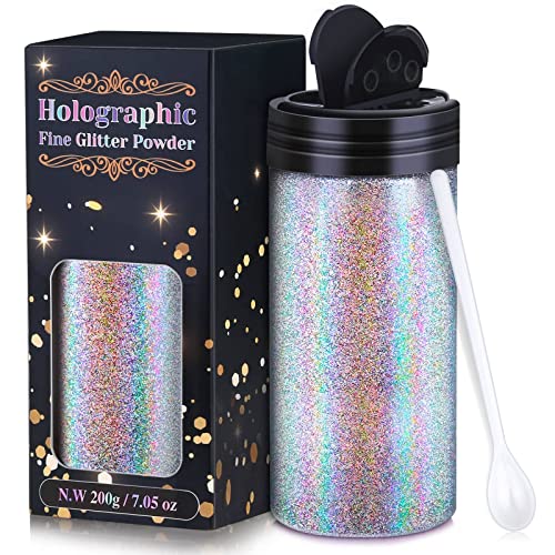 Holographic Fine Glitter Powder - 50g/1.76oz Black Nail Art Glitter for  Resin, 0.008 Non-Toxic Extra Fine Glitter for Tumbler