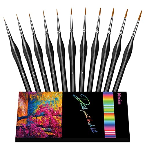 Zenart Miniature Paint Brushes for Detailing - 12pc Set Holds Shape for Precise