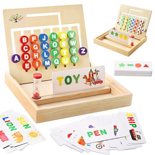 Asweets Montessori Wooden Alphabet Tracing Board,Wood Letter Practicing  Board,Double-Sided Boards for Toddlers and Preschool Gifts for Kids