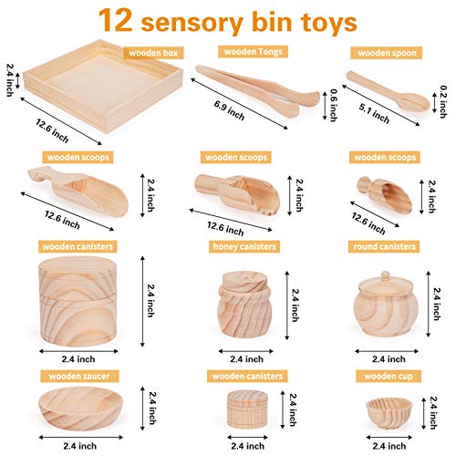 KOOKAROO Playdough Tools Set for Kids Ages 2-4, Sensory Bins for Toddlers 1-3, Wooden Sensory Bin Tools, Peg Dolls, Waldorf Doll, Hammering & Pounding