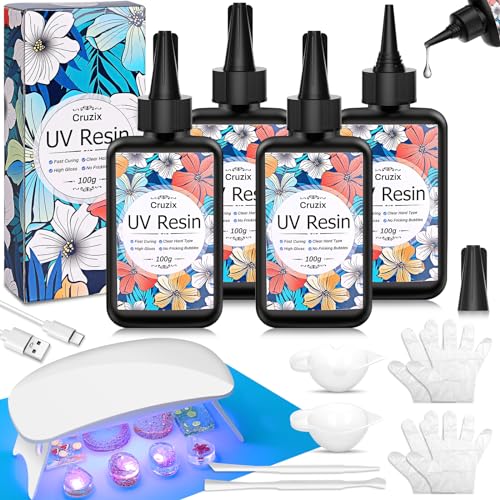 UV Resin Kit with Light, Crystal Clear UV Epoxy Resin Kit with UV Lamp, DIY  Resin Accessories Tools, Silicone Resin Molds, Hard Type UV Glue Fast