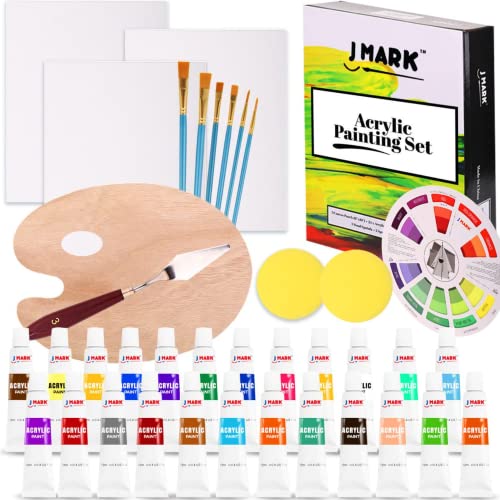 J MARK Pain Set for Kids – Acrylic Kids Painting Kit with Storage Bag,  Washable Paints, Easel, Canvases, Brushes and More, Complete Kids Painting  Set