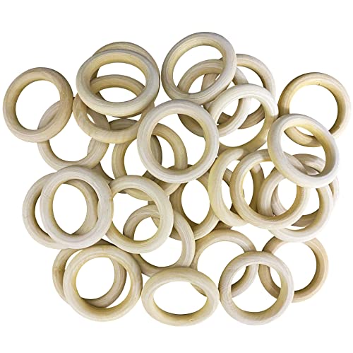 Augsun 10 Pcs Wooden Rings, Macrame Wooden Rings, Natural