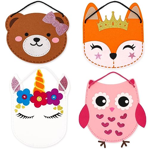 Sofier Beginner Sewing Kit for Kids 8 Pack Cute Felt DIY Crafts Arts and  Crafts for Girls Ages 4-12 Unicorn Purse Animal Bags Birthday Christmas  Gift