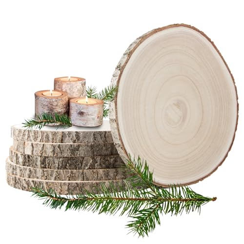 Wood Rounds 4 Pcs 10-12 Inch Large Wood Slices for Centerpieces Unfinished  Rustic Wood Slices for Wedding,Table Centerpieces,Décor,Crafts,DIY