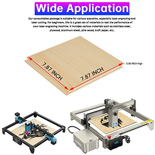  Csyidio 300 PCS Laser Engraving Material, 40 Kinds of Laser  Engraver Accessories with Instructions, Laser Engraving Supplies Including  Acrylic, Metal, Wood, Fabric, PU Leather, Rubber Materials