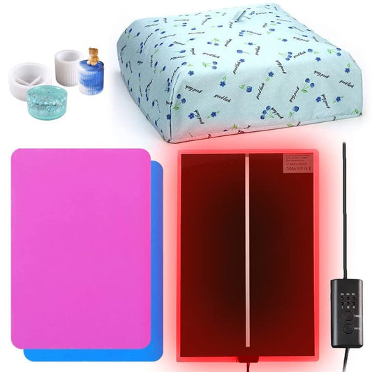 Resin Molds Heating Pad with Timer and Cover Epoxy Resin Dryer Mat Fast  Resin Curing Machine with Silicone Mat Lightweight Quick Resin Dryer Mat  for