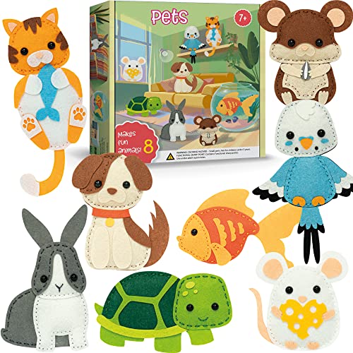 YEETIN Sewing Kit for Kids Ages 6+, Beginner Felt Sewing Craft Kit, DIY  Jungle Stuffed Animals Making Set, Learn to Sew Gifts for Birthday