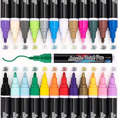  aiguang Acrylic Paint Pens, 36 Colors Dual Tip Acrylic