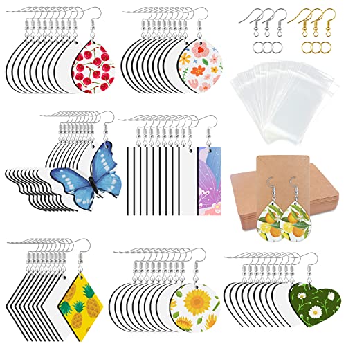 24pcs Sublimation Blank Teardrop Earring Sublimation Earring Blanks with Earring Hooks and Jump Rings for Christmas Women Girls DIY Earring Project