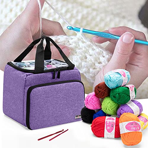  JOZEA Craft Bag for Yarn Crochet Knitting Cross Stitch