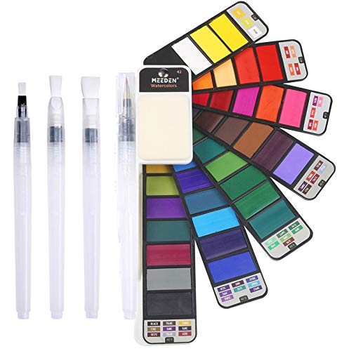 MEEDEN 6 Piece Refillable Water Color Brush Pen Set,Watercolor Paint Pens  for Painting Markers,Watercolor Brushes Professional, Water Color Pen