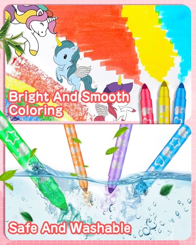 Yoytoo Unicorn Coloring Pads Kit for Girls, Unicorn Coloring Book with 60 Coloring Pages and 16 Colored Pencils for Drawing Painting, Travel