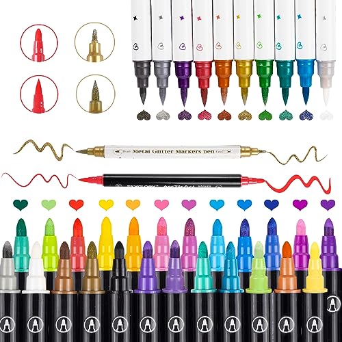  NAWOD 40 Colors Dual Tip Acrylic Paint Pens Markers, With Fine  and Medium Tip, for Rock Painting, Canvas, Wood, Glass, Ceramic, Stone,  Fabric, Pumpkin Kit, Easter Eggs, DIY Crafts Making Art