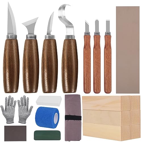 Frephy Whittling Kit for Beginners, Wood Whittling Kit for Kids, Wood Carving Kit with Basswood Wood Blocks, 23pcs Wood Carving Tools Gift Set, DIY