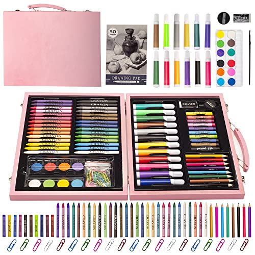  KINSPORY Art Sets for Girls, 127 Pack Wooden Art