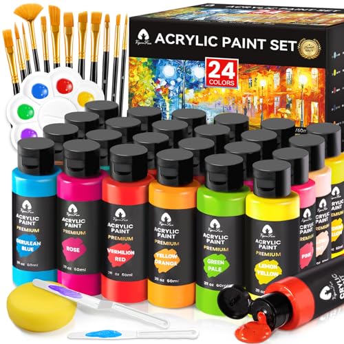  HTVRONT Acrylic Paint kit, Painting Kit for Kids, with 6 Paint  Brushes & 4 Canvases, 12 Colors (12ml, 0.4oz), Table Easel, Paints Gifts  for Kids, Beginners & Artists, Rock Paint Kit