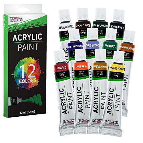 U.S. Art Supply Professional 72 Color Set of Acrylic Paint in Large 18ml Tubes - Rich Vivid Colors for Artists, Students, Beginners - Canvas