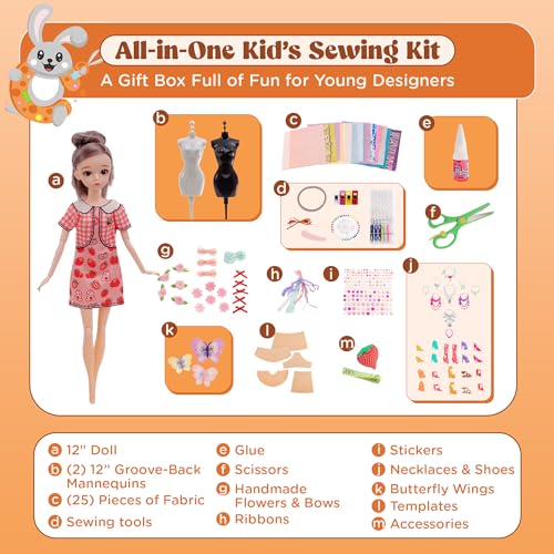 Jumlys 600+PCS Fashion Designer Kits for Girls Ages 6, 7, 8, 9, 10, 11, 12,  Sewing Kits with 4 Mannequins for Kids Ages 6-8, 8-12, DIY Arts and Crafts