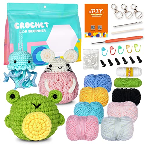 Yanpoake Crochet Kit for Adults and Kids, 4PCS Monster DIY Crochet Animal  Kit for Beginners, Easy Learn to Crochet Amigurumi Kit for Beginners with