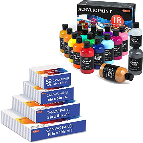 50 Pack Canvas Painting Kit, Shuttle Art Painting Supplies with 28 Multi  Sizes Canvas Boards for Painting and 22 Tools including Paint Brushes