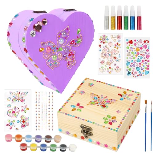  Paint Your Own Wooden Heart Treasure Box Craft Kit, Decorate  Jewelry Box Toys for Toddlers Girls, DIY Wooden Painting Projects Gifts,  Valentines Arts and Crafts for Kids Ages 3 4 5