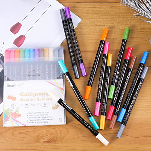 Sunshilor Metallic Markers Fine Point Metallic Marker Pens for Black P –  glytterati