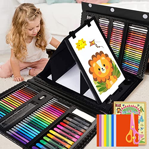 Dinonano Drawing Painting Art Set for Kids - 238 Pieces Paint Makers Coloring Set School Supplies Kit Sketch Pad Easel Oil Pastels Crayons Watercolor