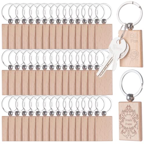  50 Pcs Leather Keychain Blanks Wooden Keychain Blanks