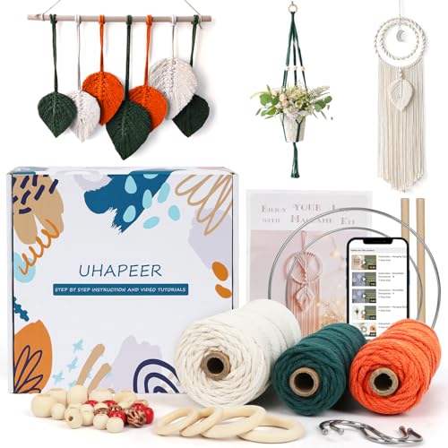 DIY Macrame Kit for Adults Beginners Craft for Making 3 Macrame Plant Hangers Macrame Wall Decor Macrame Supplies Wooden Beads Wooden Rings Metal