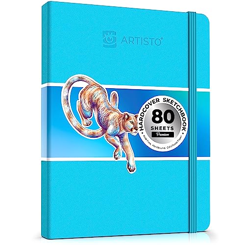 ARTISTO 5.5X8.5” Premium Sketch Book Set, Pack of 3 (300 Sheets), 68lb  (100g/m2), Spiral Bound, Acid-Free Drawing Paper, Perfect for Most Dry Media