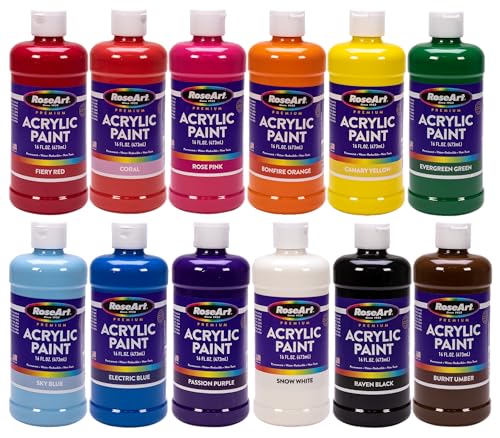 RoseArt Premium Paint Set – 12 Count Acrylic Paints for Canvas, Wood,  Ceramic and Fabrics – Craft Painting Supplies for Casual to Professional  Artists