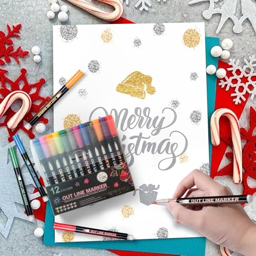  Tomorotec Self-outline Metallic Markers, Outline Marker Double  Line Pen Journal Pens Colored Permanent Marker Pens for Kids,Amateurs and  Professionals Illustration Coloring Sketching Card Make : Arts, Crafts &  Sewing