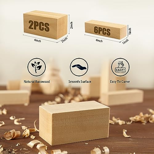 POLIWELL Wood Carving Kit 18pcs Dinosaur DIY Wood Whittling Kit Basswood Blocks Gifts Set for Beginners Adults and Kids Wood Carving Tools Whittling Knife