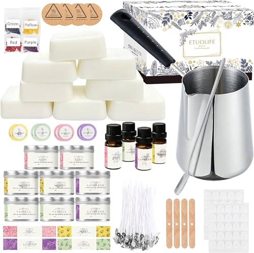 SoftOwl Premium Soy Candle Making Kit - Full Set - Soy Wax, Big 7oz Jars & Tins, 7 Pleasant Scents, Color Dyes & More - Perfect As Home Decorations