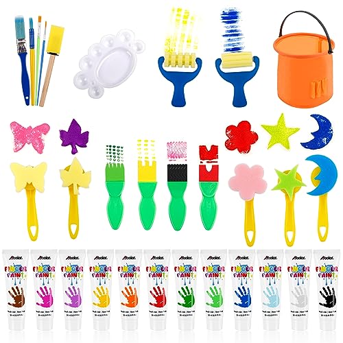 Jar Melo Safe Finger Paints for Toddlers, Non Toxic Finger Painting Set  Washable, Art Painting Supplies Gift for Baby, Kids Age 2 3 4 5 6+, 10