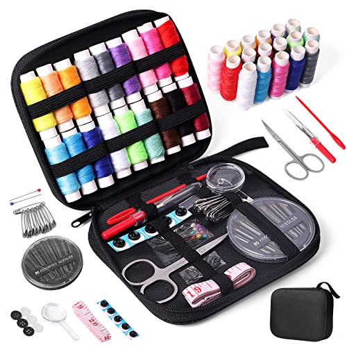 Travel Sewing Kit, AUERVO Over 70 DIY Premium Sewing Supplies,Mini Sewing  kit for Home, Travel & Emergency Filled with Mending and Sewing Needles,  Scissors, Thimble, Thread,Tape Measure etc – Brand Zeeno