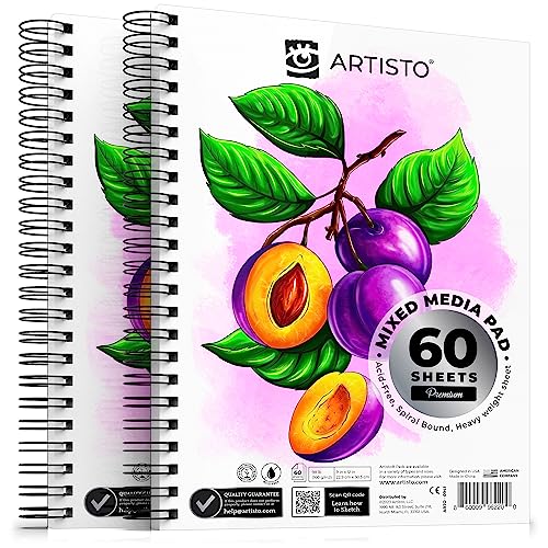 ARTISTO 8.5x11 Premium Hardcover Sketchbook - Pack of 2 (160 Sheets), 125  GSM, Acid-Free Drawing Paper, Hardbound Sketch Pad with Inner Pocket