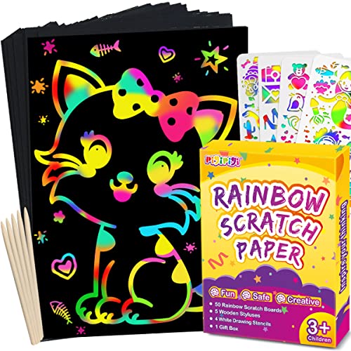 39Pcs Rainbow Scratch Paper for Kids, Magic Art Crafts Set for Girl, Scratch  Art Supplies Kits for Boy (Wooden Stylus, Stencils, Soft Brush), Black  Card, Birthday, Christmas, Halloween Themes Gift - Yahoo