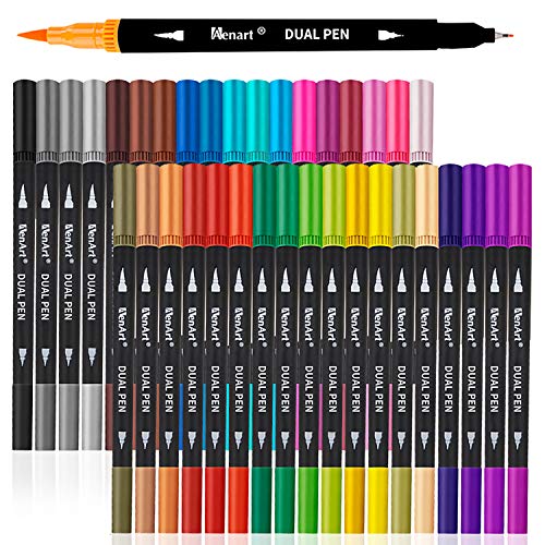 Oficrafted 76 Colors Dual Tip Brush Pens with Brush Tip and Fine Tip for  Kids Artists Adult, Coloring Markers for Adult Coloring Books Professional