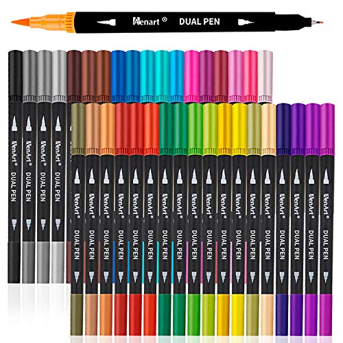 Markers for Adult Coloring - CADITEX 100 Colors Dual Brush Pens Fine Tip  Mark